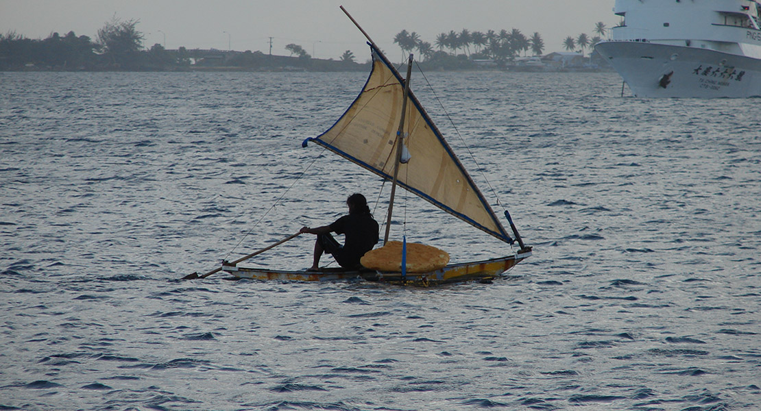 small canoe in Majuro lagoon